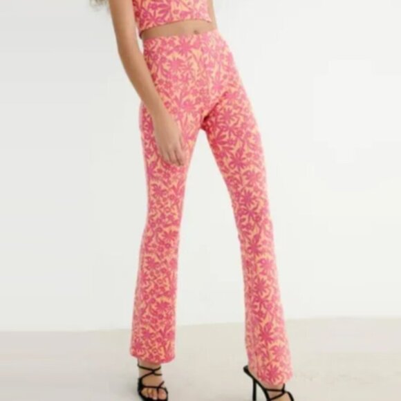 ZARA | Floral Flared Pants | Sz. M - Picture 1 of 6